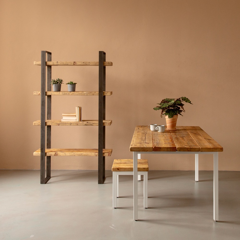 gerüstbohlen tisch, regal und hocker möbel